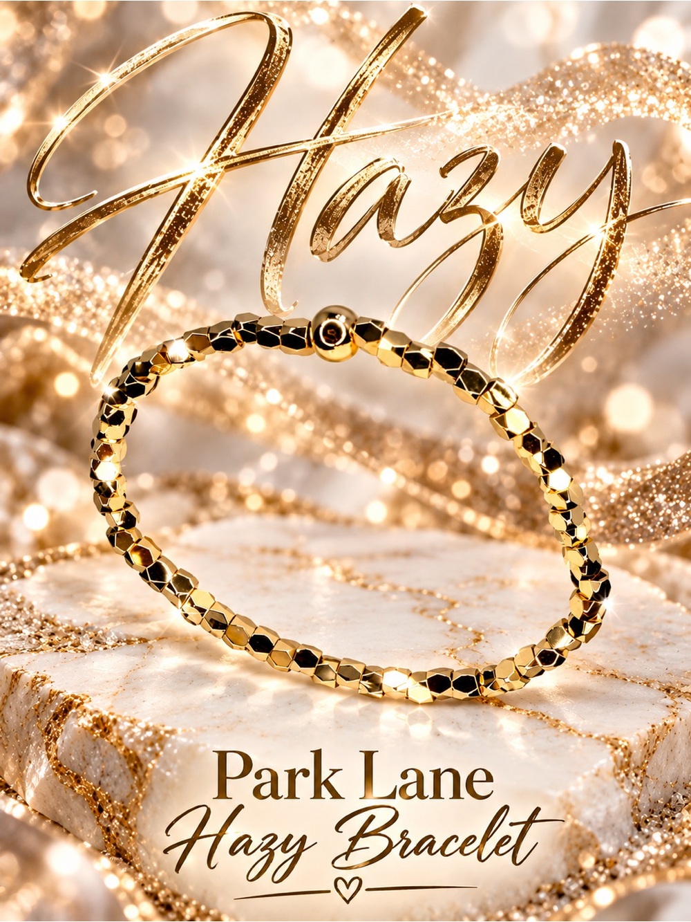 Park Lane Women’s Hazy Bracelet Gold Faceted Beaded Stretch Statement Jewelry